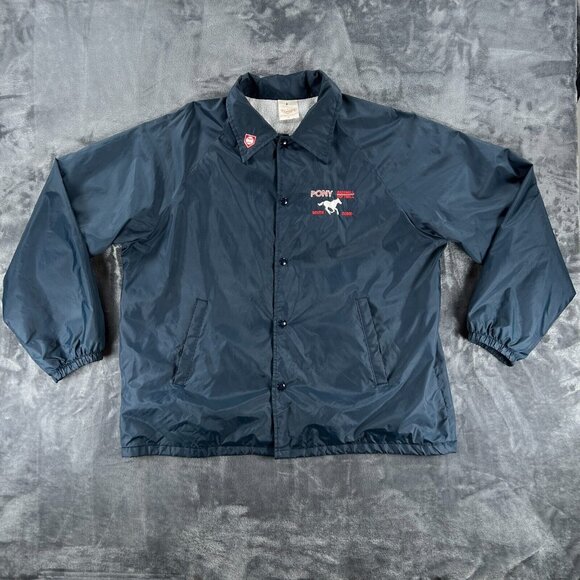 Auburn Sportswear Nylon Coach Jacket Men XL Pony Baseball Softball Vintage 80's - Picture 1 of 16